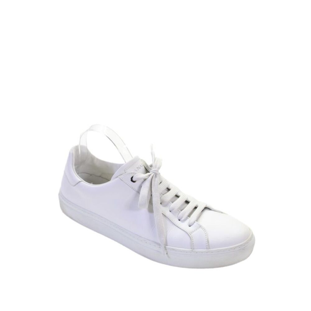 Canali Mens Leather Lace-Up Low-Top Casual Sneakers White Size 15